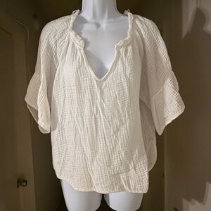Michael Stars Cream/Off-White Textured Blouse - Size M